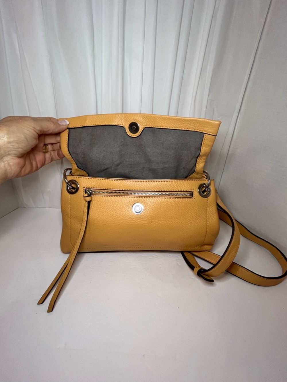 Vince Camuto Caramel Colored Pebbled Leather Crossbody - Picture 4 of 9